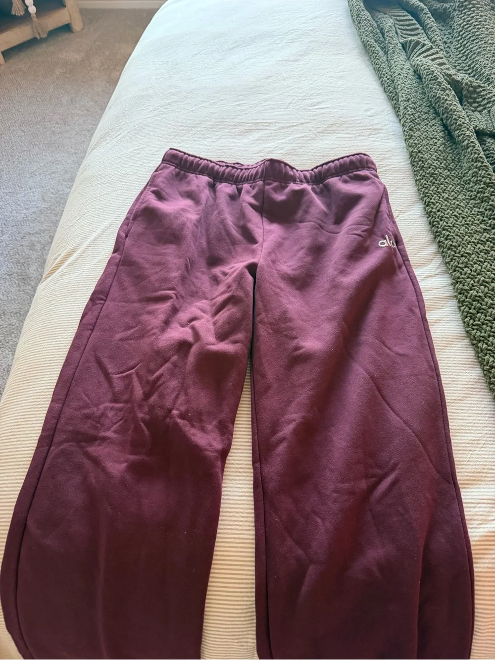 ALO Yoga Kids Burgundy Sweatpants with Subtle Logo